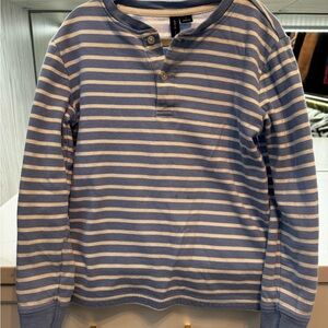 Janie and Jack Striped Blue and White Henley Shirt Size 7